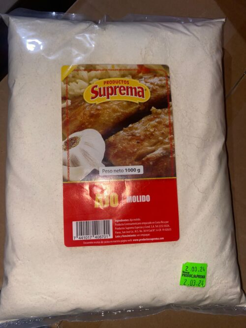 Distribuidora de productos para restaurante marca Suprema, ajo en polvo