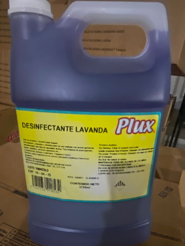 Distribuidora de productos para restaurante marca Plux, desinfectante