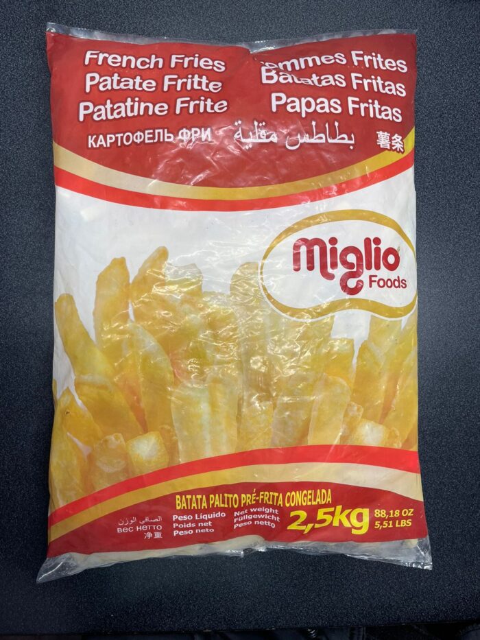 Distribuidora de productos para restaurante marca Miglio foods, Papas congeladas